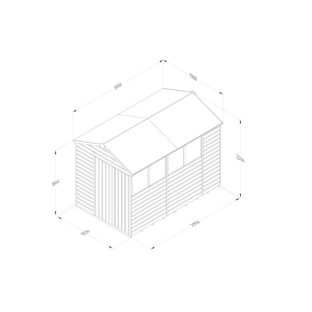 Beckwood 6×10 Apex Shed – 4 Windows – Double Door with Installation 5013053196946 2